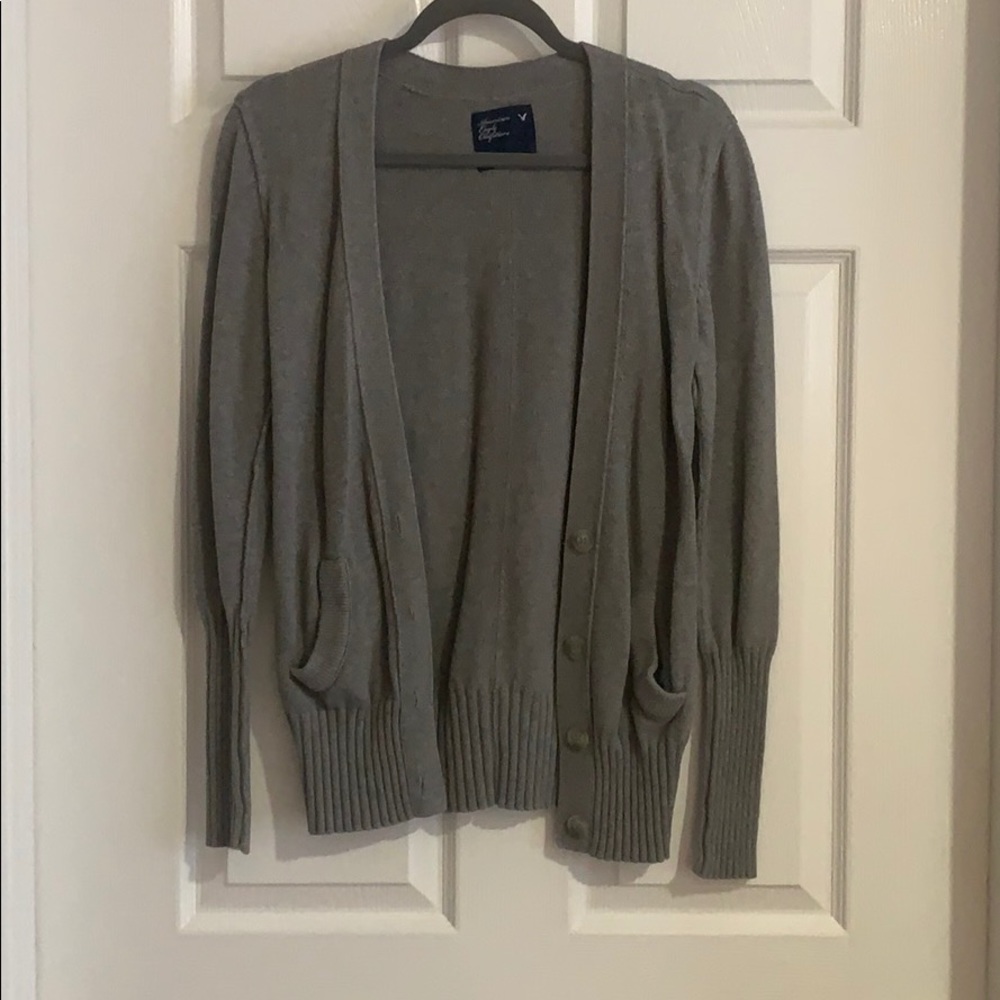 Gray American Eagle Campus Cardigan